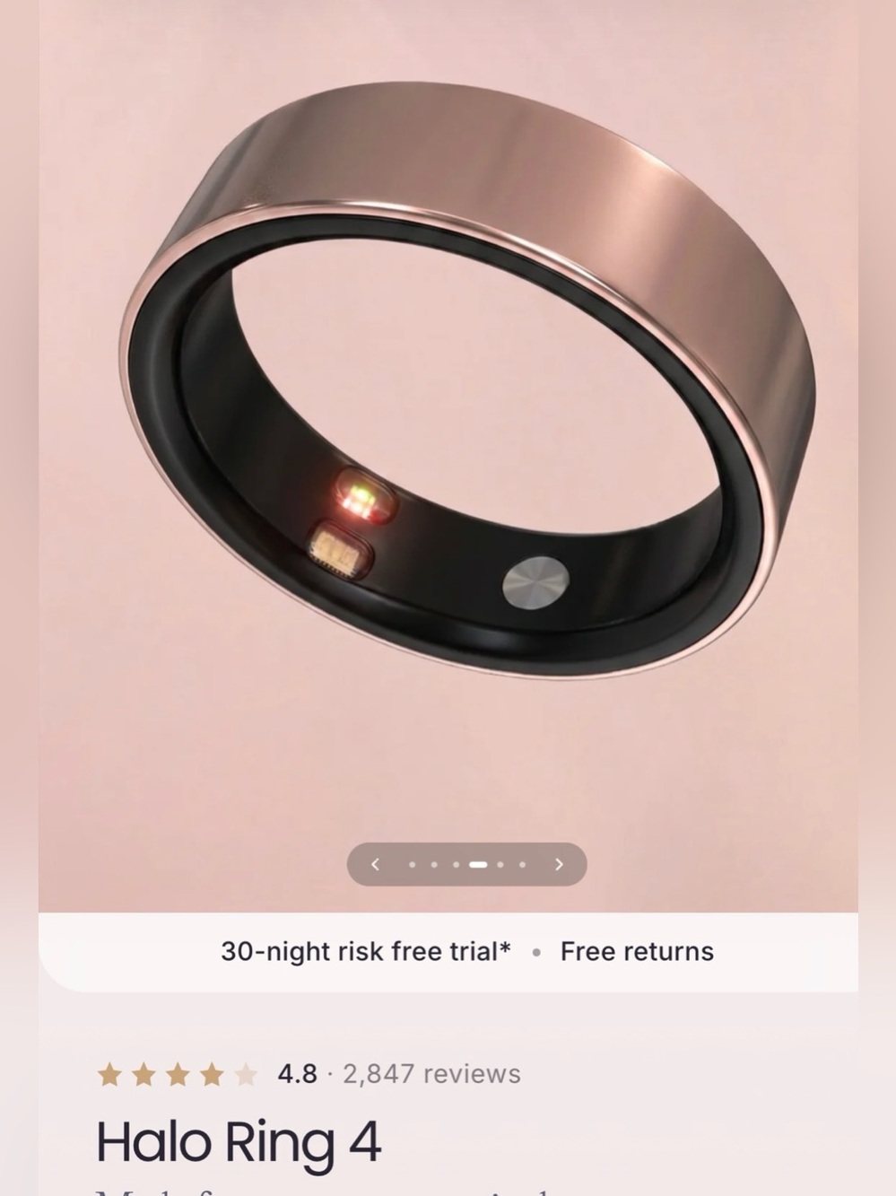 Halo Ring 4 Smart Sleep & Activity Ring - Rose Gold